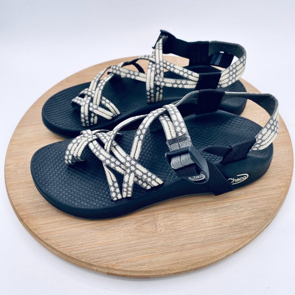 Chaco Women's Black Sandals with White Patterned Straps - Picture 6 of 10
